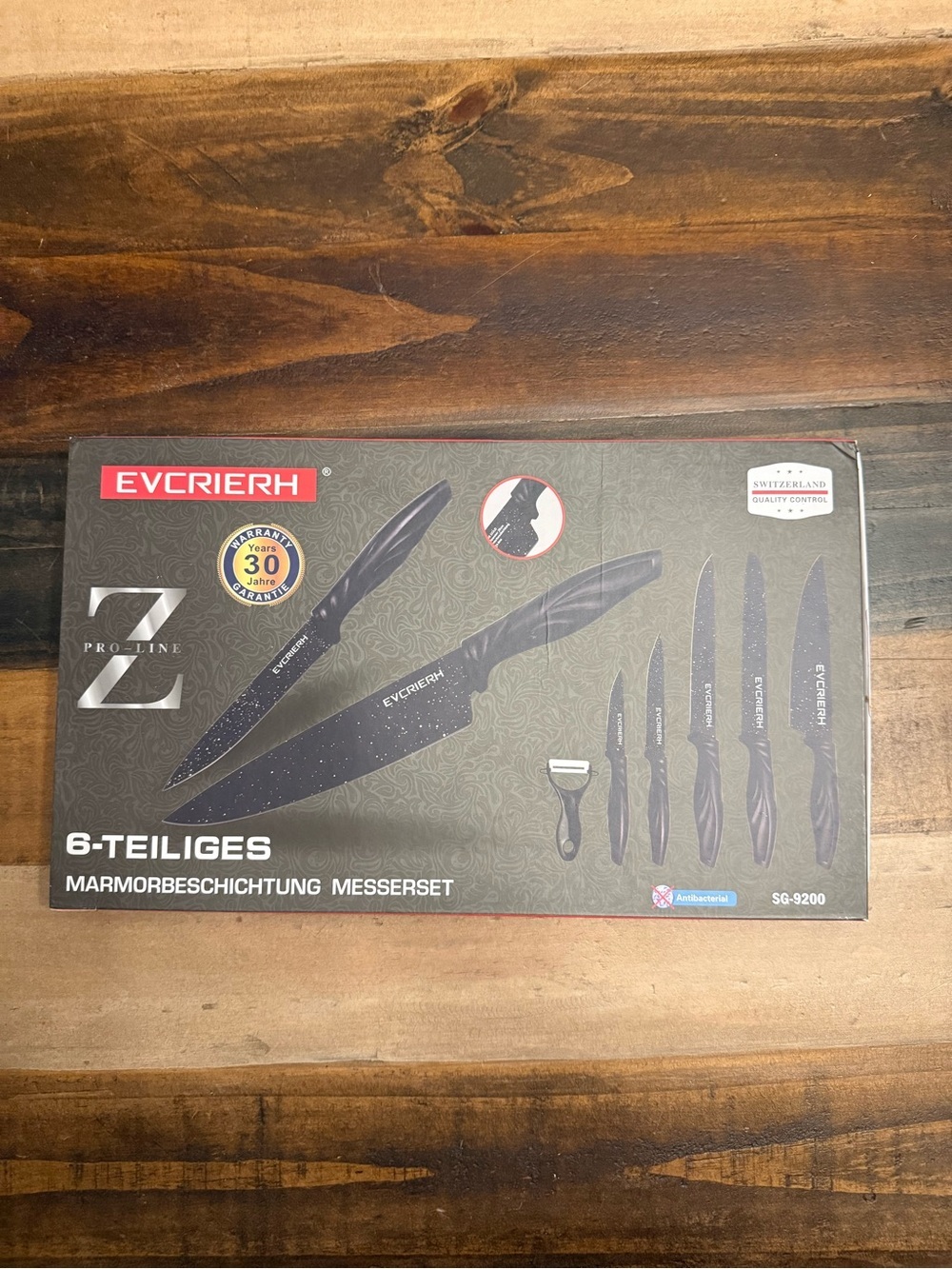 Evcrierh 6-Piece Marble Coated Knife Set - Black